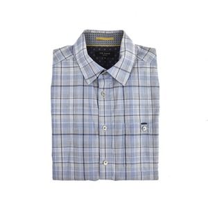 Ted Baker London Button Up Short Sleeve Shirt Blue Plaid Men's Size 3